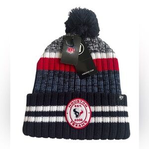 '47 Brand Houston Texans Pom Pom Quiver Beanie Hat Adult OSFM Blue Red New